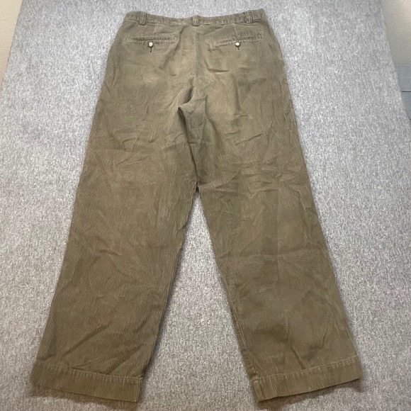 Vtg Eddie Bauer Mens Corduroy Pants Olive‎ Green Pleated Relaxed Fit 32x29 - Picture 5 of 10